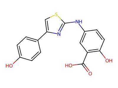 2-hydroxy-5-[[4-(4-hydroxyphenyl)-1,3-thiazol-2-yl]amino]benzoic Acid structure
