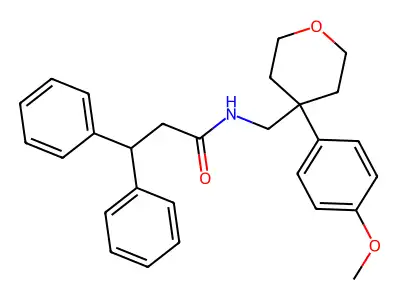 N-[[4-(4-methoxyphenyl)oxan-4-yl]methyl]-3,3-diphenylpropanamide structure