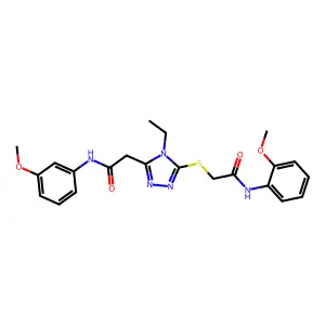 2-[4-ethyl-5-({2-[(2-methoxyphenyl)amino]-2-oxoethyl}sulfanyl)-4H-1,2,4-triazol-3-yl]-N-(3-methoxyphenyl)acetamide structure