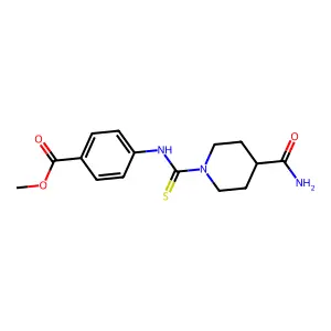 Methyl 4-{[(4-carbamoylpiperidyl)thioxomethyl]amino}benzoate structure