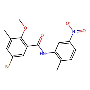 5-bromo-2-methoxy-3-methyl-N-(2-methyl-5-nitrophenyl)benzamide structure