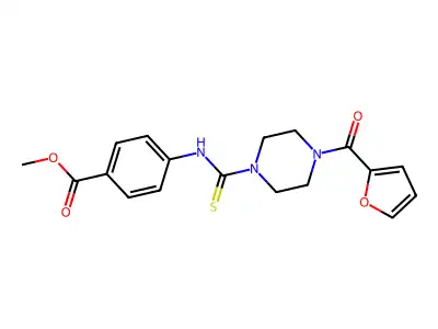 Methyl 4-({[4-(2-furylcarbonyl)piperazinyl]thioxomethyl}amino)benzoate structure