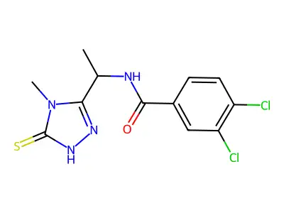 3,4-dichloro-N-[1-(4-methyl-5-sulfanyl-4H-1,2,4-triazol-3-yl)ethyl]benzamide structure