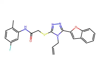 2-[[5-(1-benzofuran-2-yl)-4-prop-2-enyl-1,2,4-triazol-3-yl]sulfanyl]-N-(5-fluoro-2-methylphenyl)acetamide structure