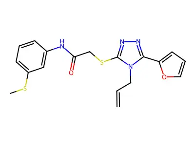 2-[[5-(furan-2-yl)-4-prop-2-enyl-1,2,4-triazol-3-yl]sulfanyl]-N-(3-methylsulfanylphenyl)acetamide structure