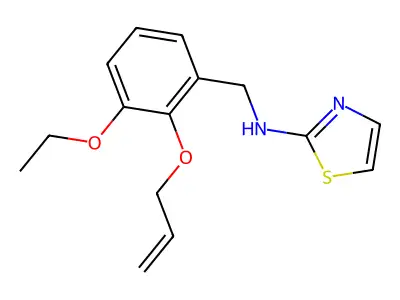 N-[(3-ethoxy-2-prop-2-enoxyphenyl)methyl]-2-thiazolamine structure