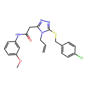 2-[5-[(4-chlorophenyl)methylsulfanyl]-4-prop-2-enyl-1,2,4-triazol-3-yl]-N-(3-methoxyphenyl)acetamide structure