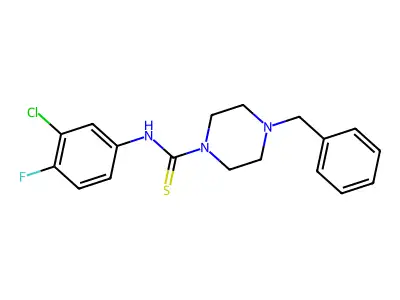 4-benzyl-N-(3-chloro-4-fluorophenyl)piperazine-1-carbothioamide structure