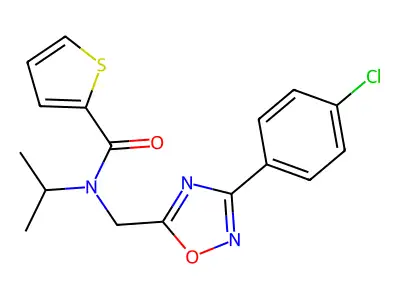 N-[[3-(4-chlorophenyl)-1,2,4-oxadiazol-5-yl]methyl]-N-propan-2-ylthiophene-2-carboxamide structure