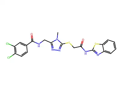 N-[(5-{[2-(1,3-benzothiazol-2-ylamino)-2-oxoethyl]sulfanyl}-4-methyl-4H-1,2,4-triazol-3-yl)methyl]-3,4-dichlorobenzamide structure