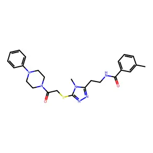 3-methyl-N-[2-[4-methyl-5-[2-oxo-2-(4-phenylpiperazin-1-yl)ethyl]sulfanyl-1,2,4-triazol-3-yl]ethyl]benzamide structure