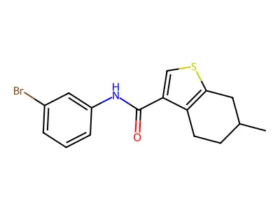 N-(3-bromophenyl)-6-methyl-4,5,6,7-tetrahydro-1-benzothiophene-3-carboxamide structure