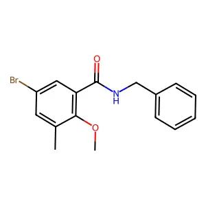 N-benzyl-5-bromo-2-methoxy-3-methylbenzamide structure