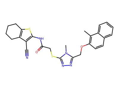 N-(3-cyano-4,5,6,7-tetrahydro-1-benzothiophen-2-yl)-2-[(4-methyl-5-{[(1-methylnaphthalen-2-yl)oxy]methyl}-4H-1,2,4-triazol-3-yl)sulfanyl]acetamide structure