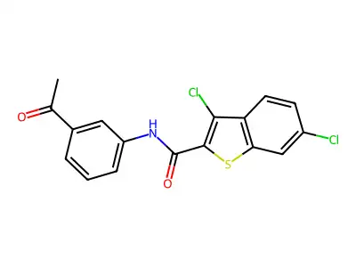 N-(3-acetylphenyl)-3,6-dichloro-1-benzothiophene-2-carboxamide structure