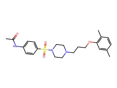 N-[4-[4-[3-(2,5-dimethylphenoxy)propyl]piperazin-1-yl]sulfonylphenyl]acetamide structure