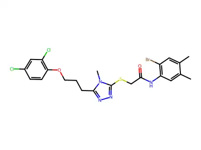 N-(2-bromo-4,5-dimethylphenyl)-2-({5-[3-(2,4-dichlorophenoxy)propyl]-4-methyl-4H-1,2,4-triazol-3-yl}sulfanyl)acetamide structure