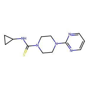 N-cyclopropyl-4-(pyrimidin-2-yl)piperazine-1-carbothioamide structure