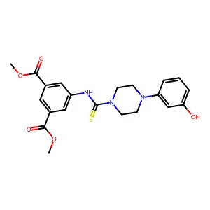 dimethyl 5-({[4-(3-hydroxyphenyl)piperazin-1-yl]carbonothioyl}amino)benzene-1,3-dicarboxylate structure
