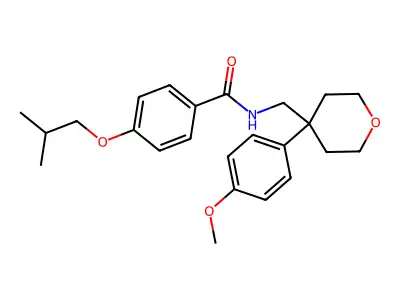 N-[[4-(4-methoxyphenyl)oxan-4-yl]methyl]-4-(2-methylpropoxy)benzamide structure