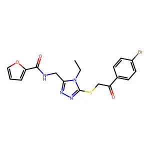 N-[(5-{[2-(4-bromophenyl)-2-oxoethyl]sulfanyl}-4-ethyl-4H-1,2,4-triazol-3-yl)methyl]furan-2-carboxamide structure