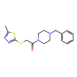 1-Benzyl-4-{[(5-methyl-1,3,4-thiadiazol-2-yl)thio]acetyl}piperazine structure