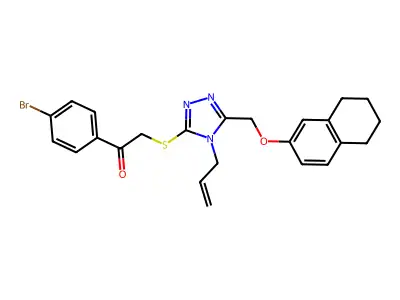1-(4-bromophenyl)-2-({4-(prop-2-en-1-yl)-5-[(5,6,7,8-tetrahydronaphthalen-2-yloxy)methyl]-4H-1,2,4-triazol-3-yl}sulfanyl)ethanone structure