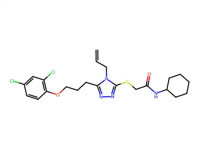 N-cyclohexyl-2-({5-[3-(2,4-dichlorophenoxy)propyl]-4-(prop-2-en-1-yl)-4H-1,2,4-triazol-3-yl}sulfanyl)acetamide structure