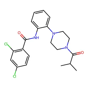 2,4-dichloro-N-[2-(4-isobutyryl-1-piperazinyl)phenyl]benzamide structure