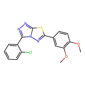 3-(2-chlorophenyl)-6-(3,4-dimethoxyphenyl)[1,2,4]triazolo[3,4-b][1,3,4]thiadiazole structure
