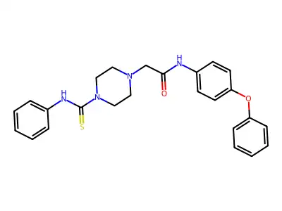N-(4-phenoxyphenyl)-2-[4-(phenylcarbamothioyl)piperazin-1-yl]acetamide structure