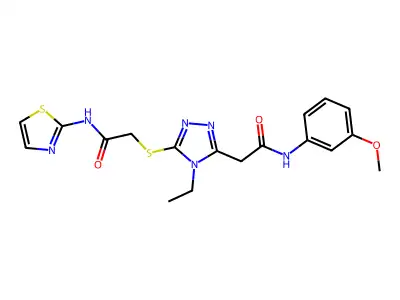 2-[(4-ethyl-5-{2-[(3-methoxyphenyl)amino]-2-oxoethyl}-4H-1,2,4-triazol-3-yl)sulfanyl]-N-(1,3-thiazol-2-yl)acetamide structure