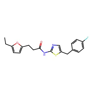 3-(5-ethylfuran-2-yl)-N-[5-(4-fluorobenzyl)-1,3-thiazol-2-yl]propanamide structure