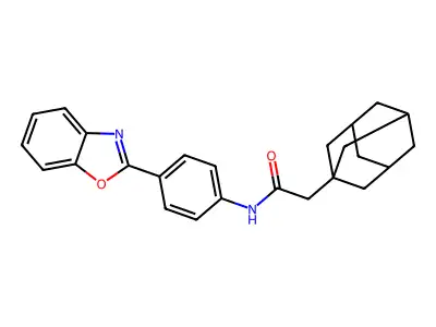 2-(1-adamantyl)-N-[4-(1,3-benzoxazol-2-yl)phenyl]acetamide structure