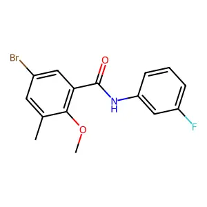 5-bromo-N-(3-fluorophenyl)-2-methoxy-3-methylbenzamide structure
