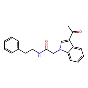 2-(3-acetyl-1H-indol-1-yl)-N-(2-phenylethyl)acetamide structure