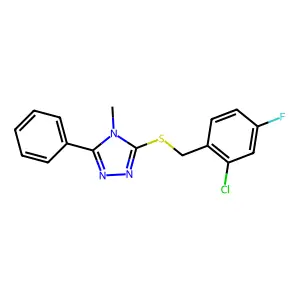 3-[(2-Chloro-4-fluorophenyl)methylsulfanyl]-4-methyl-5-phenyl-1,2,4-triazole structure