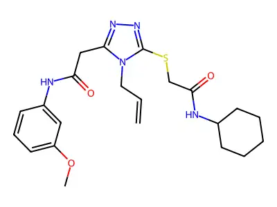 2-[5-[2-(cyclohexylamino)-2-oxoethyl]sulfanyl-4-prop-2-enyl-1,2,4-triazol-3-yl]-N-(3-methoxyphenyl)acetamide structure