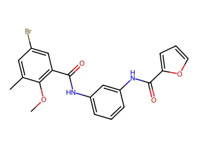 N-{3-[(5-bromo-2-methoxy-3-methylbenzoyl)amino]phenyl}-2-furamide structure