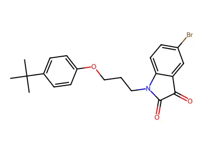 5-Bromo-1-(3-(4-(tert-butyl)phenoxy)propyl)indoline-2,3-dione structure