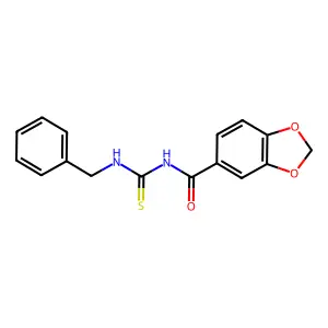 N-(benzylcarbamothioyl)-1,3-benzodioxole-5-carboxamide structure