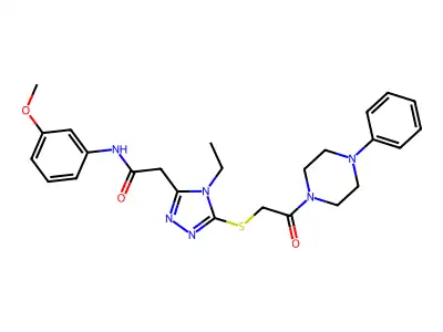 2-(4-ethyl-5-{[2-oxo-2-(4-phenylpiperazin-1-yl)ethyl]sulfanyl}-4H-1,2,4-triazol-3-yl)-N-(3-methoxyphenyl)acetamide structure