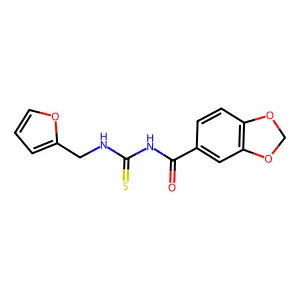 N-(furan-2-ylmethylcarbamothioyl)-1,3-benzodioxole-5-carboxamide structure