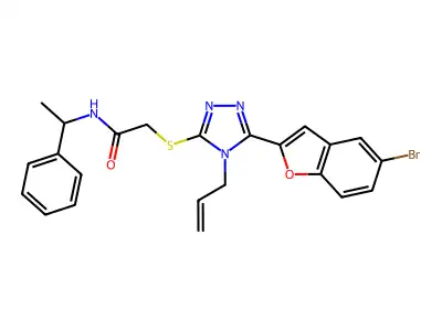 2-{[5-(5-bromo-1-benzofuran-2-yl)-4-(prop-2-en-1-yl)-4H-1,2,4-triazol-3-yl]sulfanyl}-N-(1-phenylethyl)acetamide structure