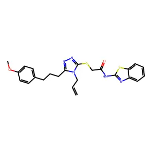 N-(1,3-benzothiazol-2-yl)-2-({5-[3-(4-methoxyphenyl)propyl]-4-(prop-2-en-1-yl)-4H-1,2,4-triazol-3-yl}sulfanyl)acetamide structure