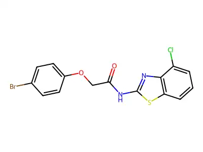 2-(4-bromophenoxy)-N-(4-chloro-1,3-benzothiazol-2-yl)acetamide structure