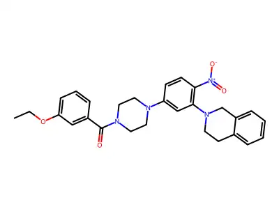 [4-[3-(3,4-dihydro-1H-isoquinolin-2-yl)-4-nitrophenyl]piperazin-1-yl]-(3-ethoxyphenyl)methanone structure