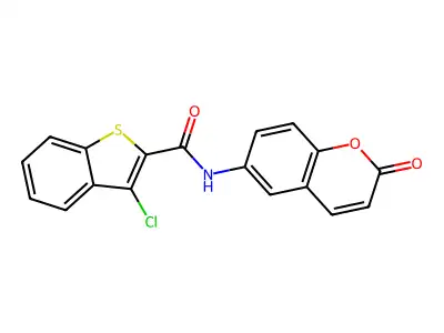 3-chloro-N-(2-oxochromen-6-yl)-1-benzothiophene-2-carboxamide structure
