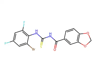N-[(2-bromo-4,6-difluorophenyl)carbamothioyl]-1,3-benzodioxole-5-carboxamide structure