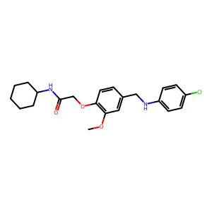 2-[4-[(4-chloroanilino)methyl]-2-methoxyphenoxy]-N-cyclohexylacetamide structure